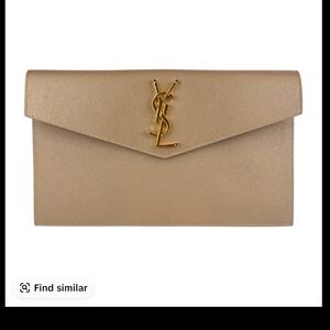Yves Saint Laurent Beige Clutch with Gold Logo